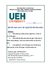 Bài tập tiểu luận học phần Chủ Nghĩa Xã Hội Khoa Học | Đại học Kinh Tế - Tài Chính Thành phố Hồ Chí Minh