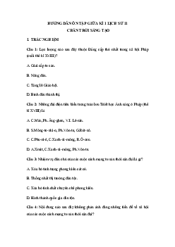 Đề cương ôn tập giữa học kì 1 môn Lịch sử 11 sách Chân trời sáng tạo