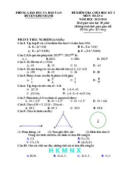 Đề cuối kì 1 Toán 6 năm 2023 – 2024 trường THCS Trần Ngọc Quế – Cần Thơ