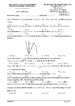 Đề thi thử THPT Quốc gia năm 2023 môn Toán lần 1 trường Đinh Tiên Hoàng, Ninh Bình