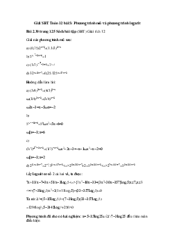 Giải SBT Toán 12 bài 5: Phương trình mũ và phương trình logarit