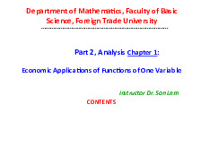 Chương 1: Economic Applications of Functions of One Variable | Môn toán cao cấp