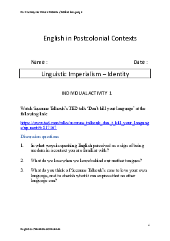 English in Postcolonial Contexts