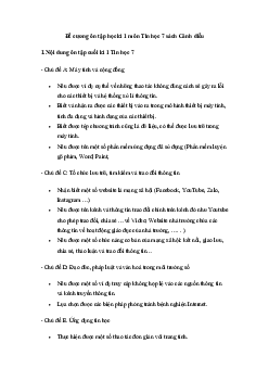 Đề cương ôn tập học kì 1 môn Tin học 7 sách Cánh diều