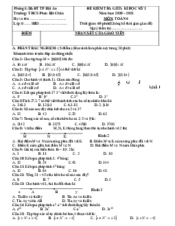Đề thi giữa kì 1 Toán 6 năm 2020 – 2021 trường THCS Phan Bội Châu – Quảng Nam
