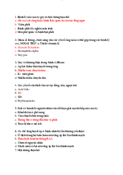 Đề cương 85 câu hỏi trắc nghiệm ôn tập môn Sinh lý bệnh - Miễn dịch có đáp án