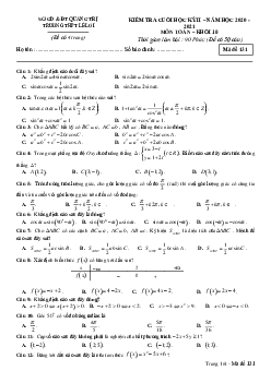 Đề thi cuối học kỳ 2 Toán 10 năm 2020 – 2021 trường THPT Lê Lợi – Quảng Trị