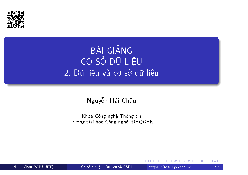 Bài giảng Chương 2 - Cơ sở dữ liệu | Trường Đại học Công nghệ, Đại học Quốc gia Hà Nội