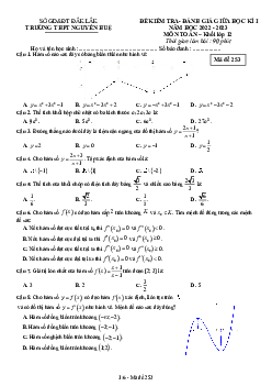 Đề giữa học kì 1 Toán 12 năm 2022 – 2023 trường THPT Nguyễn Huệ – Đắk Lắk