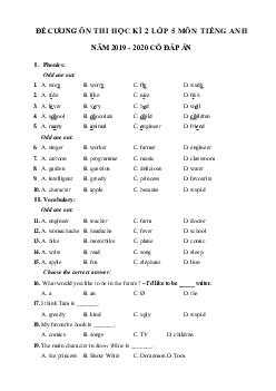 Đề cương ôn tập học kì 2 môn Tiếng Anh lớp 5 năm 2024