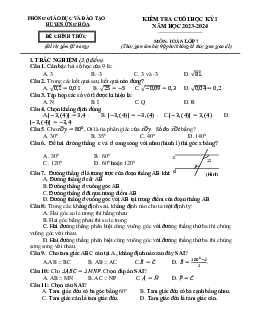 Đề cuối học kỳ 1 Toán 7 năm 2023 – 2024 phòng GD&ĐT Ứng Hòa – Hà Nội