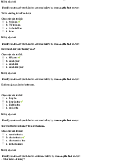 Trắc nghiệm thi kết thúc học phần Tiếng anh cơ bản 2 (Có đáp án)