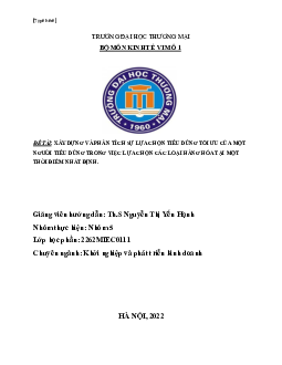 Sự lựa chọn tiêu dùng tối ưu | Kinh tế vi mô | Trường đại học Thương mại