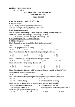 Ôn tập cuối học kỳ 1 Toán 7 năm 2021 – 2022 trường THCS Long Biên – Hà Nội