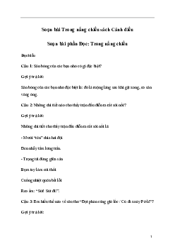 Soạn bài Trong nắng chiều (trang 101) | Tiếng Việt lớp 3 Cánh diều