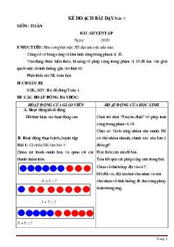 Giáo án Toán lớp 1 sách Cánh Diều tuần 9