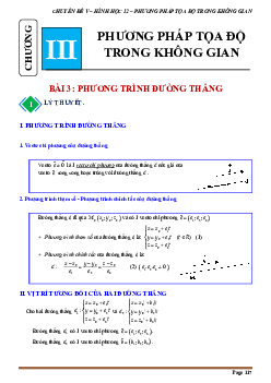 Tài liệu chuyên đề phương trình đường thẳng trong không gian Toán 12