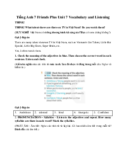Tiếng Anh 7 Friends Plus Unit 7 Vocabulary and Listening