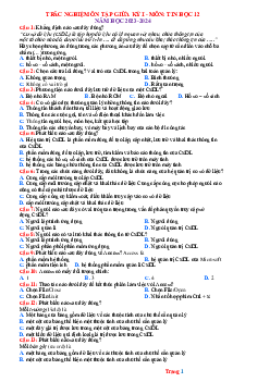 TOP 50 Câu trắc nghiệm ôn tập giữa học kỳ 1 Tin 12 (có đáp án)