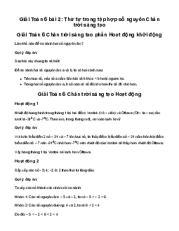 Giải Toán 6 Bài 2: Thứ tự trong tập hợp số nguyên sách Chân Trời Sáng Tạo