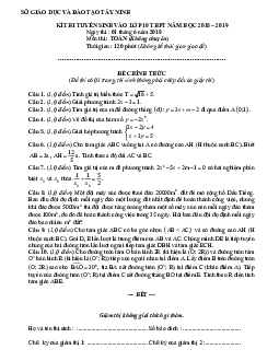 Đề tuyển sinh vào lớp 10 THPT 2018 – 2019 môn Toán sở GD và ĐT Tây Ninh (không chuyên)