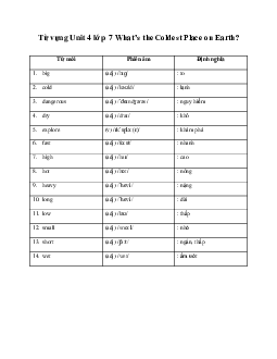 Từ vựng Unit 4 lớp 7 What’s the Coldest Place on Earth?