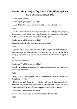 Soạn bài Thăng Long – Đông Đô – Hà Nội: Một hằng số văn hóa Việt Nam lớp 10 sách Cánh Diều