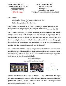 Đề thi học kì 2 Toán 9 năm 2019 – 2020 trường THCS Nguyễn Trãi – TP HCM