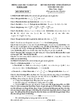 Đề học sinh giỏi Toán 8 năm 2022 – 2023 phòng GD&ĐT Hương Khê – Hà Tĩnh