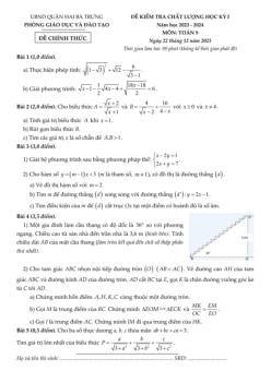 Đề học kỳ 1 Toán 9 năm 2023 – 2024 phòng GD&ĐT Hai Bà Trưng – Hà Nội