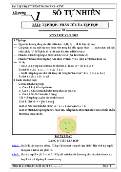 Giáo án dạy thêm Toán 6 sách Chân trời sáng tạo (Học kì 1)