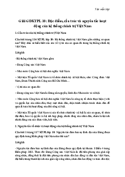 Giải Pháp luật 10 Bài 19: Đặc điểm, cấu trúc và nguyên tắc hoạt động của hệ thống chính trị Việt Nam | Kết Nối Tri Thức