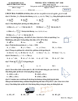 Đề thi học kỳ 2 Toán 11 năm 2017 – 2018 trường THPT Long Thạnh – Kiên Giang