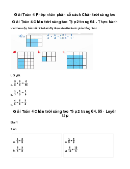 Giải Toán lớp 4 Bài 74: Phép nhân phân số| Chân trời sáng tạo