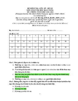 Đề thi giữa kỳ I môn Quản trị học đại cương