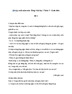 Bài tập cuối tuần lớp 2 môn Tiếng Việt Cánh Diều - Tuần 5