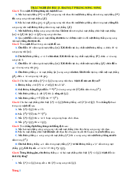Câu hỏi trắc nghiệm Toán 11 Bài 13: Hai mặt phẳng song song mức thông hiểu