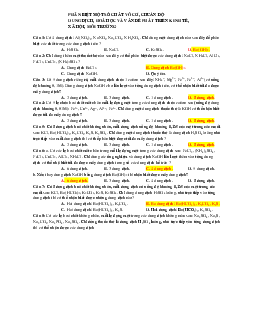 Trắc nghiệm Hoá học 12: Phân biệt một số chất vô cơ và chuẩn độ dung dịch. Hóa học và vấn đề phát triển kinh tế xã hội, môi trường