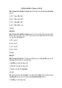 Hóa học 12 - Sơ lược về một số kim loại khác