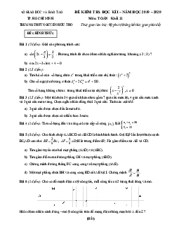 Đề thi học kì 1 Toán 11 năm 2019 – 2020 trường THPT Nguyễn Hữu Thọ – TP HCM