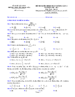 Đề kiểm định Toán 10 lần 2 năm 2020 – 2021 trường THPT Yên Phong 2 – Bắc Ninh