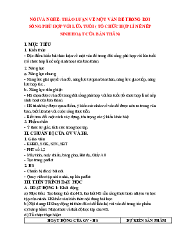Giáo án Ngữ văn 8 Bài 9: Hôm nay và ngày mai | Tiết nói và nghe | Kết nối tri thức