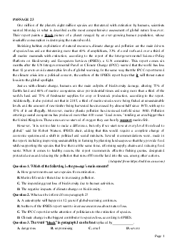 PASSAGE 23_Theme 1. Environment and Nature (Môi trường và thế giới tự nhiên)