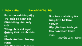 Giáo án điện tử Tiếng Việt 3 Tập 2 Bài 27 Kết nối tri thức: Thư của ông Trái Đất gửi các bạn nhỏ - Viết