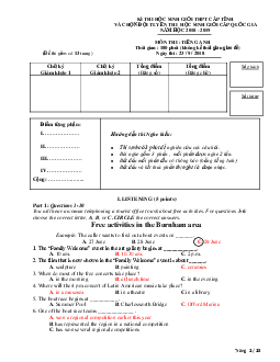 Kì thi chọn đội tuyển chính thức dự thi HSG quốc gia lớp 12 THPT Vĩnh Long năm học 2018-2019 môn thi Tiếng Anh