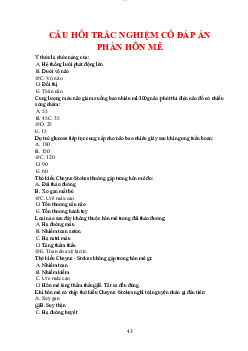 Câu hỏi trắc nghiệm phần Hôn mê có đáp án