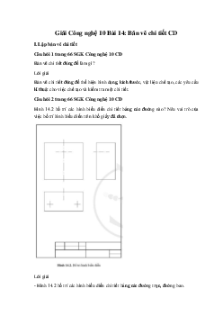Giải Công nghệ 10 Bài 14: Bản vẽ chi tiết CD