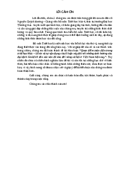 Tiểu luận: Quan điểm toàn diện trong triết học Mác – Lênin và sự vận dụng của lí luận này đối với những ảnh hưởng của đại dịch Covid-19 đến các vấn đề của đời sống xã hội ở Việt Nam hiện nay