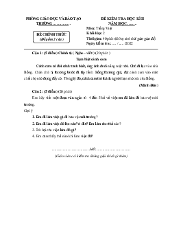 Đề thi học kì 2 lớp 2 môn Tiếng Việt - Đề 4 | Kết nối tri thức