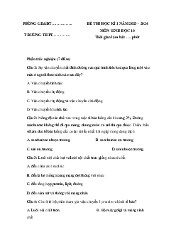 Đề thi học kì 1 môn Sinh học 10 năm 2023 - 2024 sách Cánh diều đề 2